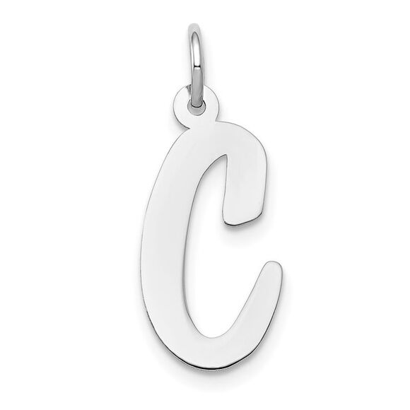 14k White Gold, Madison Collection LG Classic Script Initial C Pendant - Picture 1 of 5